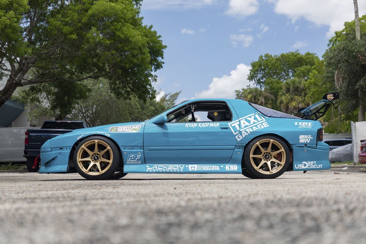 Interior of 1990 Mazda RX7 with wheels