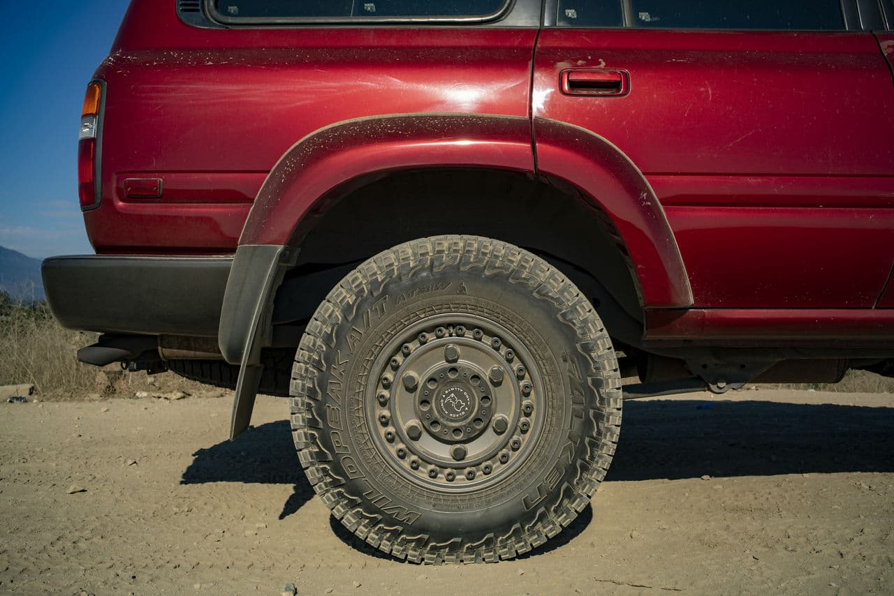 Detail view of 1993 Toyota Land Cruiser with wheels