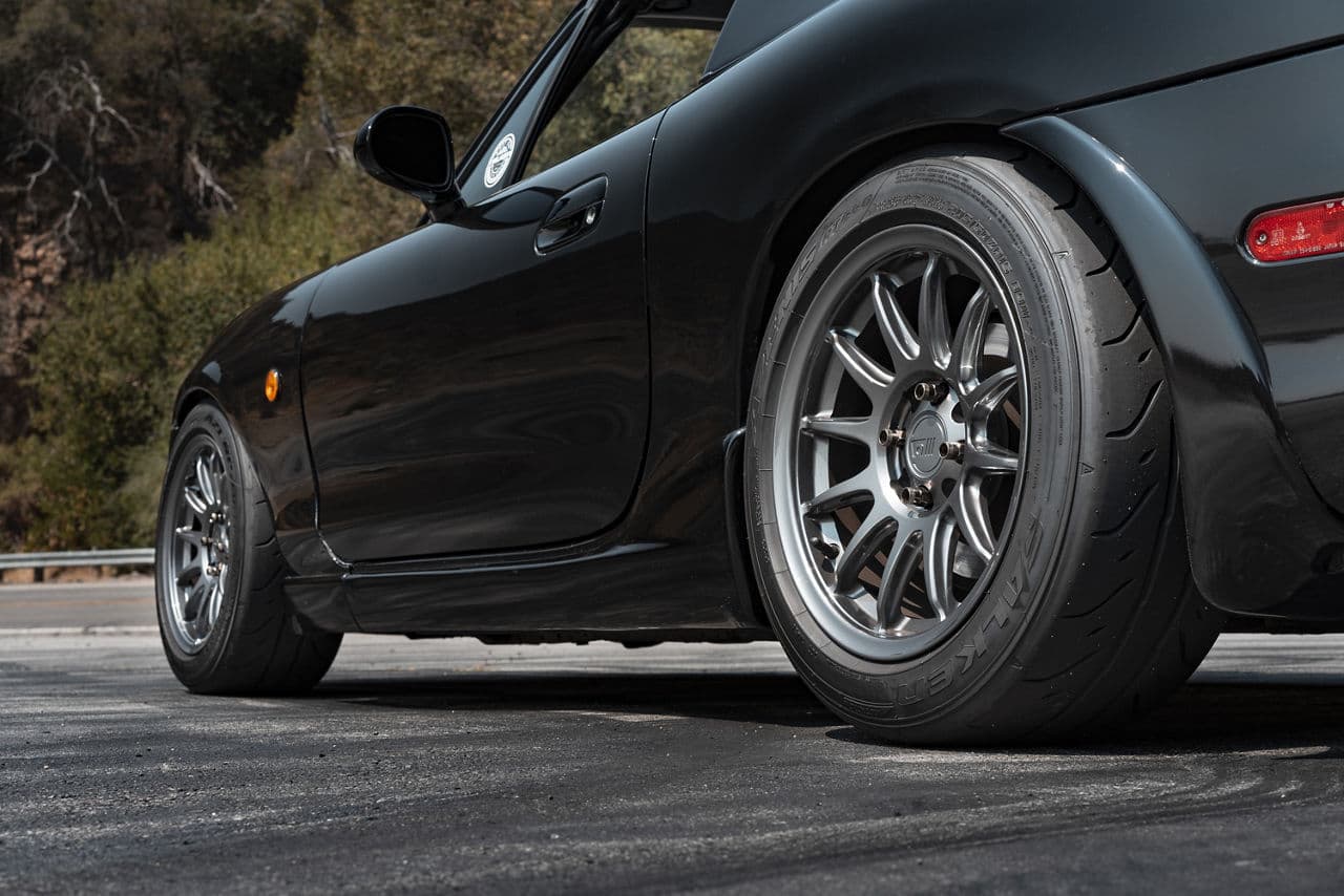 Rear view of 2002 Mazda Miata with wheels