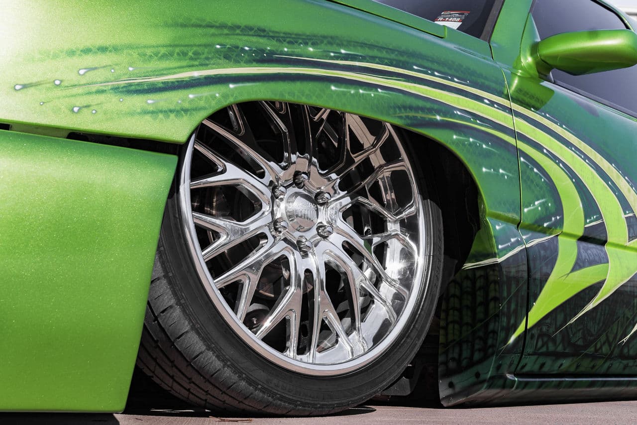Detail view of 2006 Chevrolet Silverado with wheels