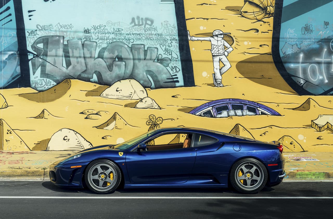 Interior of 2009 Ferrari F430 with vehicle wraps