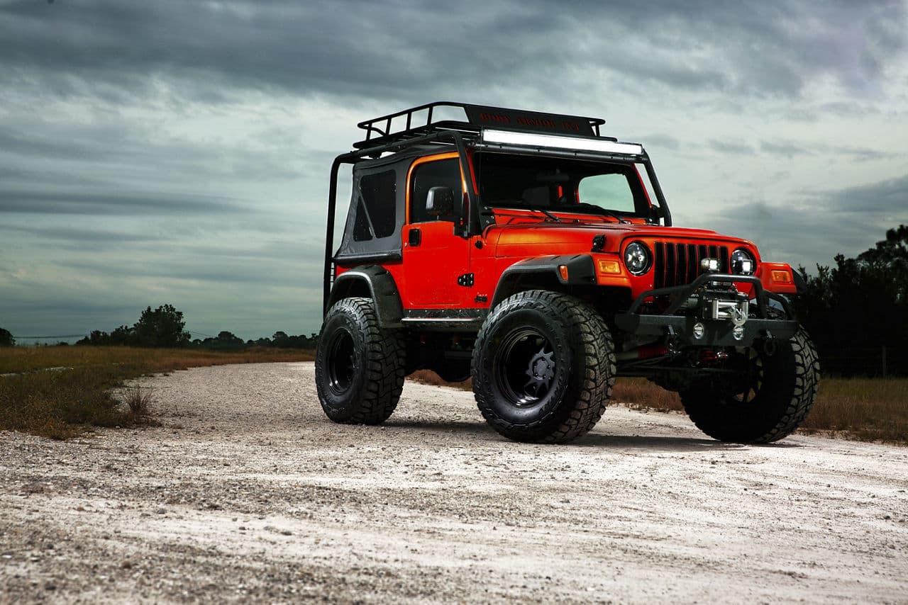 Interior of 2013 Jeep Wrangler with wheels