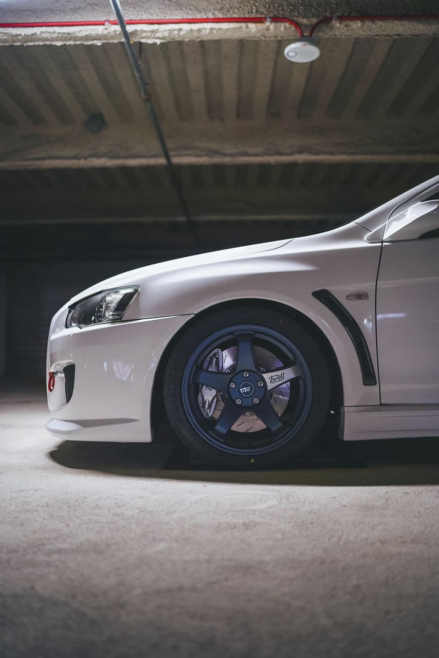 Interior of 2013 Mitsubishi Evo X with wheels