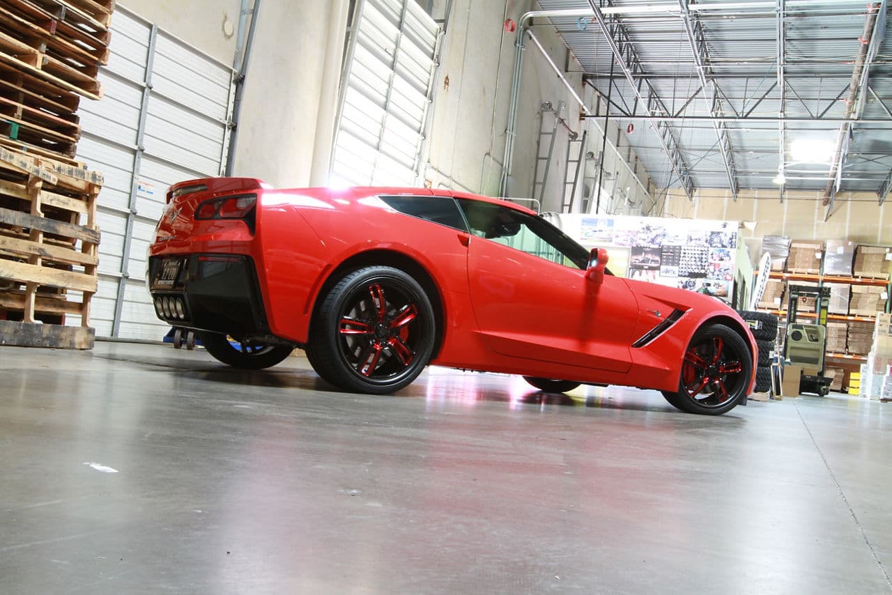 Side profile of 2014 Chevrolet Corvette with wheels