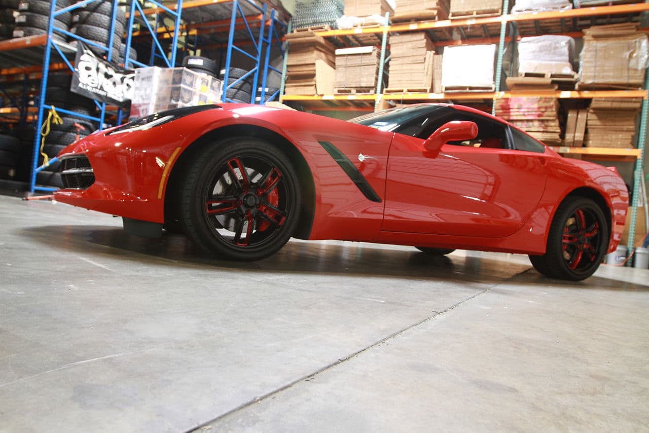 Rear view of 2014 Chevrolet Corvette with wheels
