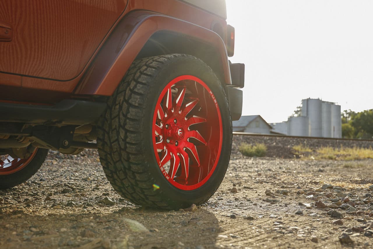Rear view of 2014 Jeep Wrangler Unlimited with wheels