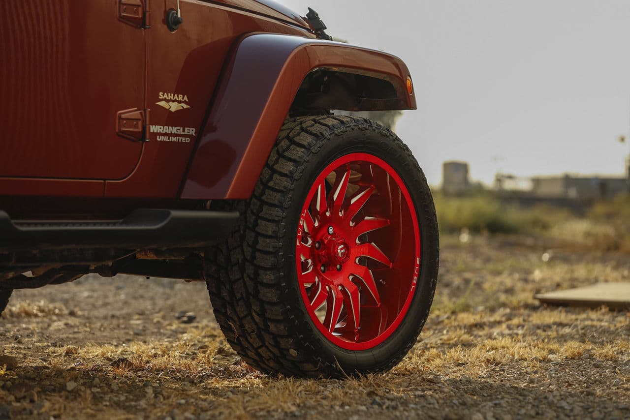 Detail view of 2014 Jeep Wrangler Unlimited with wheels