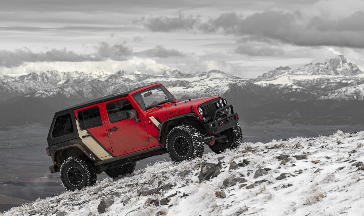 Front view of 2014 Jeep Wrangler with wheels