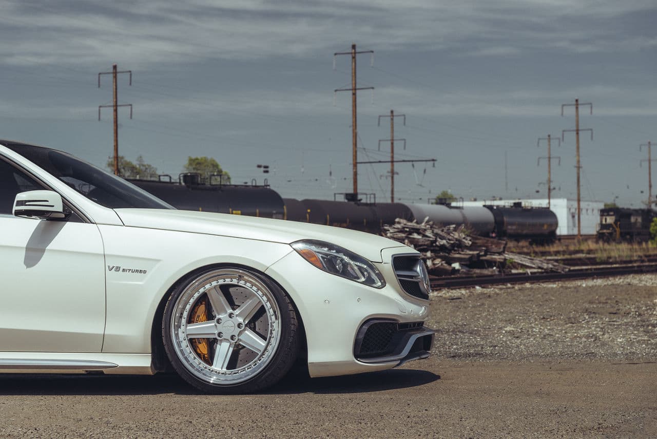 Rear view of 2014 Mercedes-Benz E Class with wheels