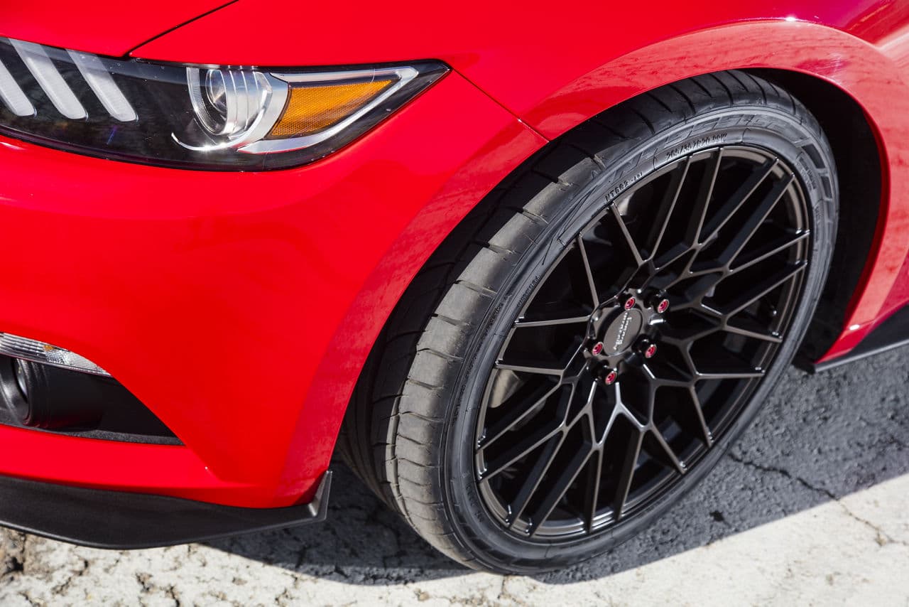 Side profile of 2015 Ford Mustang GT with wheels