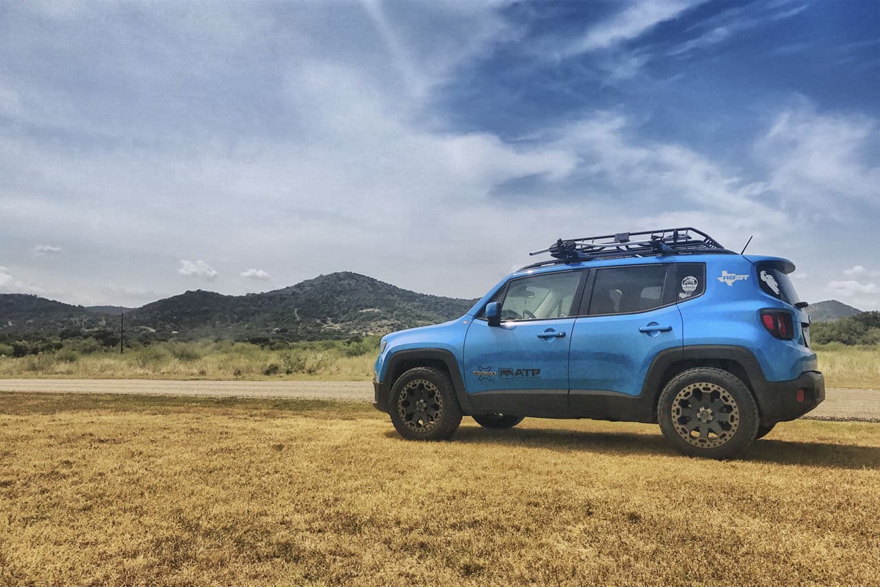 Front view of 2015 Jeep Renegade with truck suv wheels