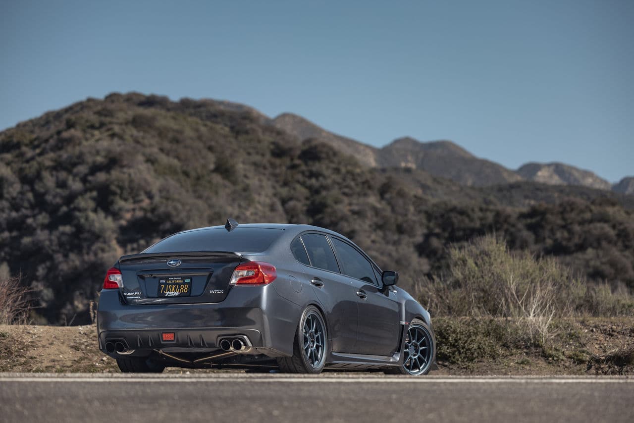 Side profile of 2015 Subaru WRX with wheels