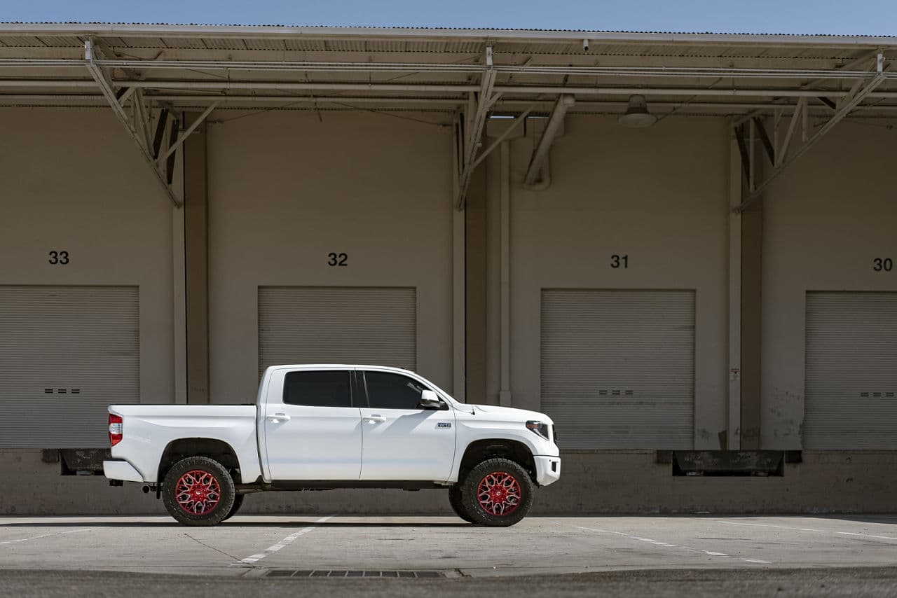 Rear view of 2015 Toyota Tundra with vehicle wraps