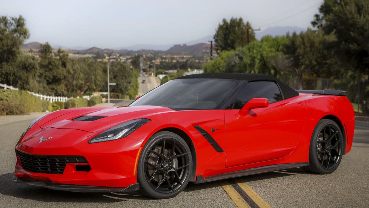 Side profile of 2016 Chevrolet Corvette Stingray with wheels