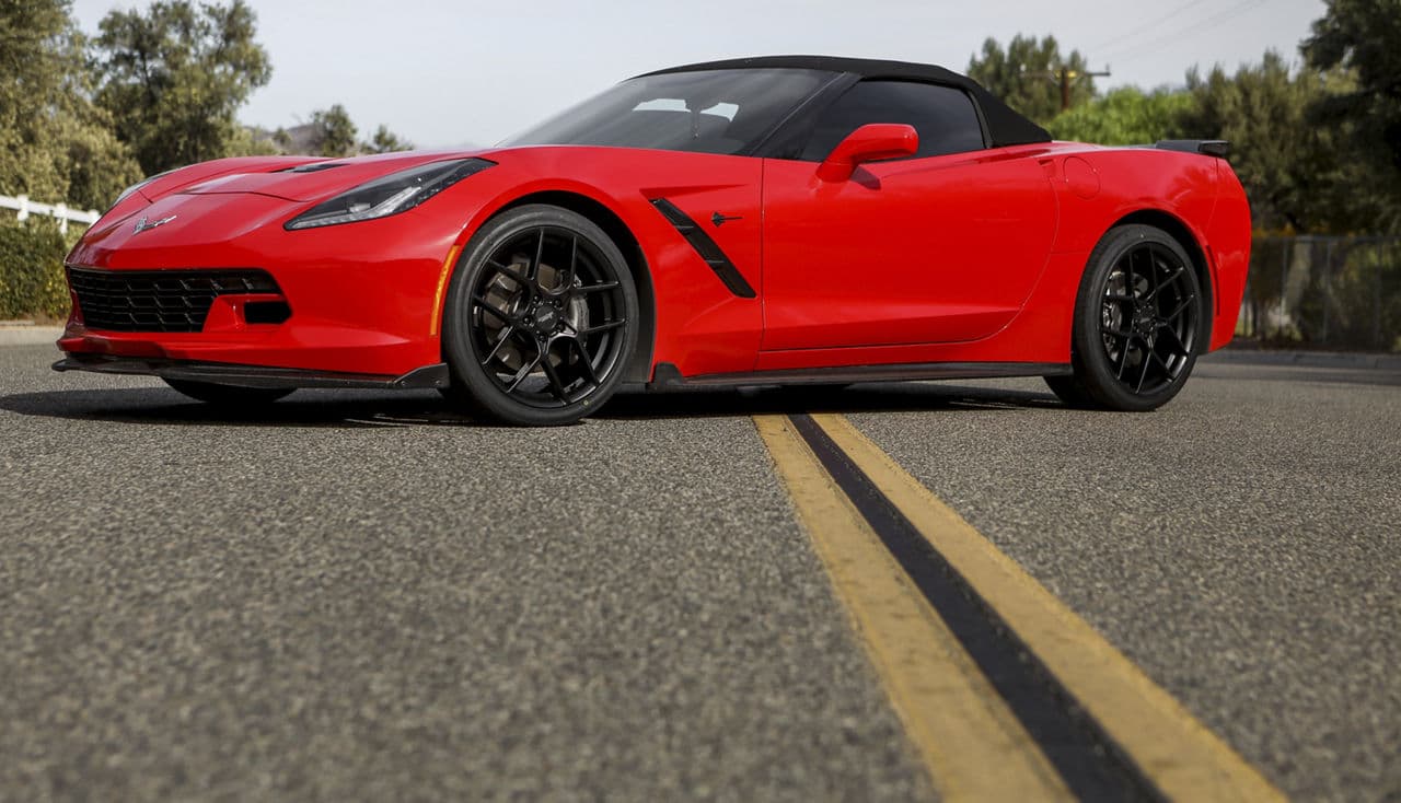 Rear view of 2016 Chevrolet Corvette Stingray with wheels