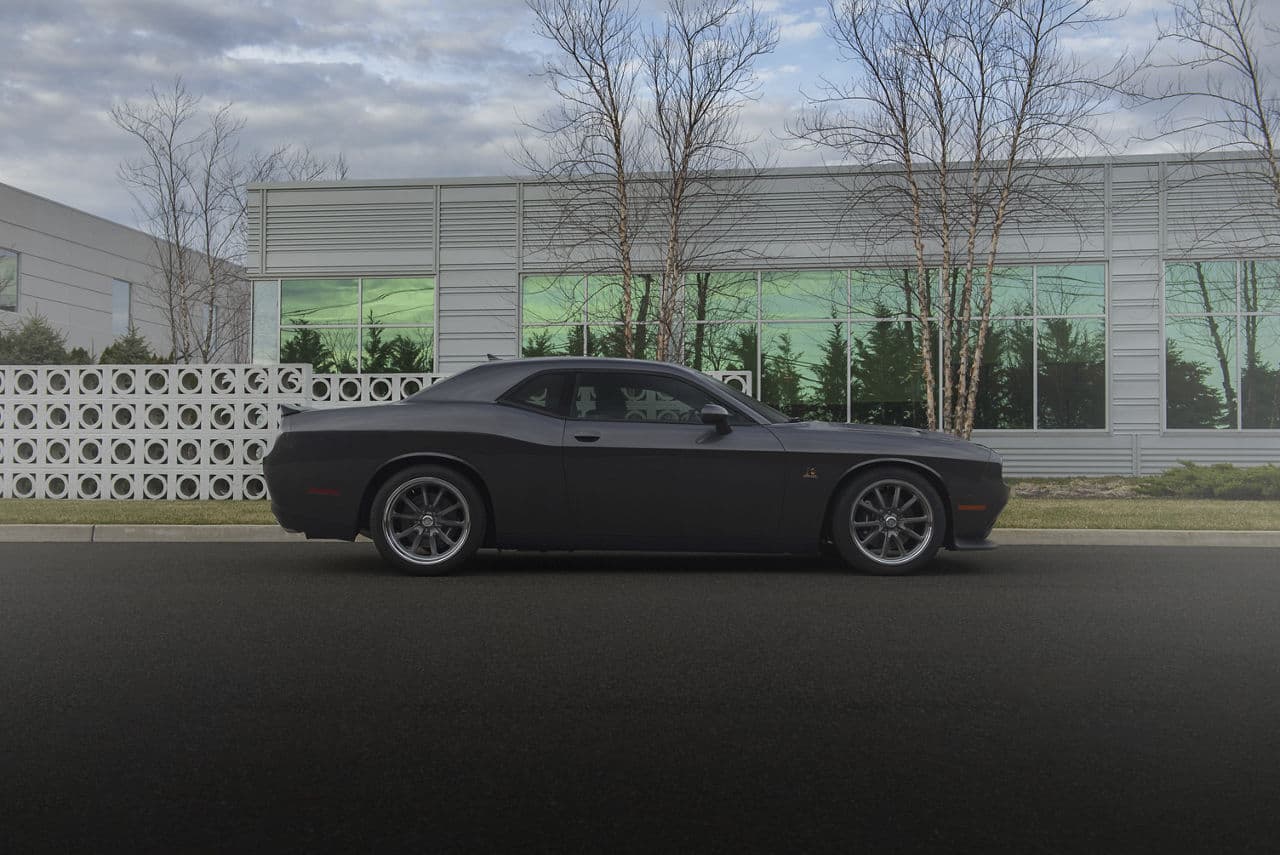 Rear view of 2016 Dodge Challenger Scatpack with wheels