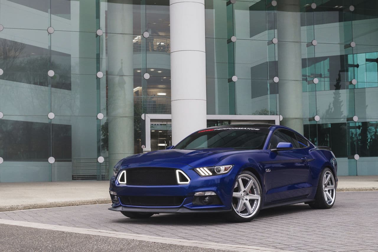 Rear view of 2016 Ford Mustang with wheels