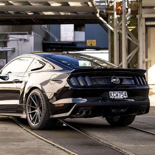 Detail view of 2016 Ford Mustang with wheels