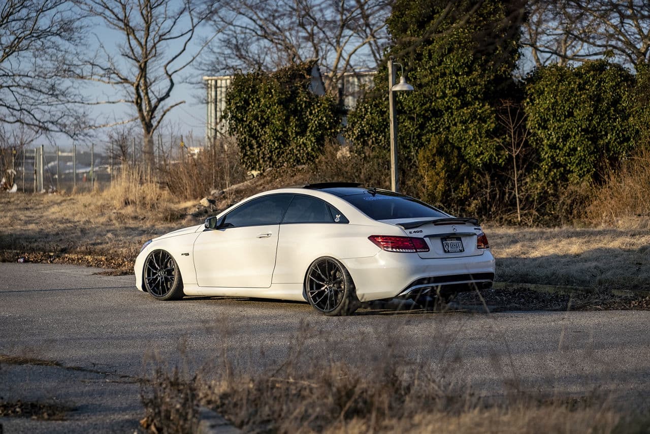 Interior of 2016 Mercedes-Benz E400 with vehicle wraps
