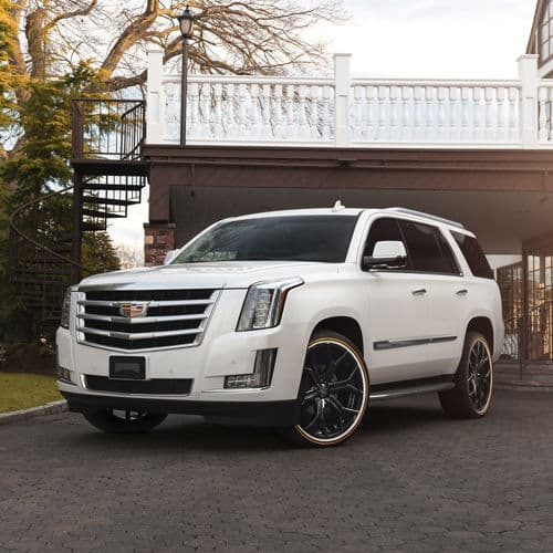 Detail view of 2017 Cadillac Escalade with wheels