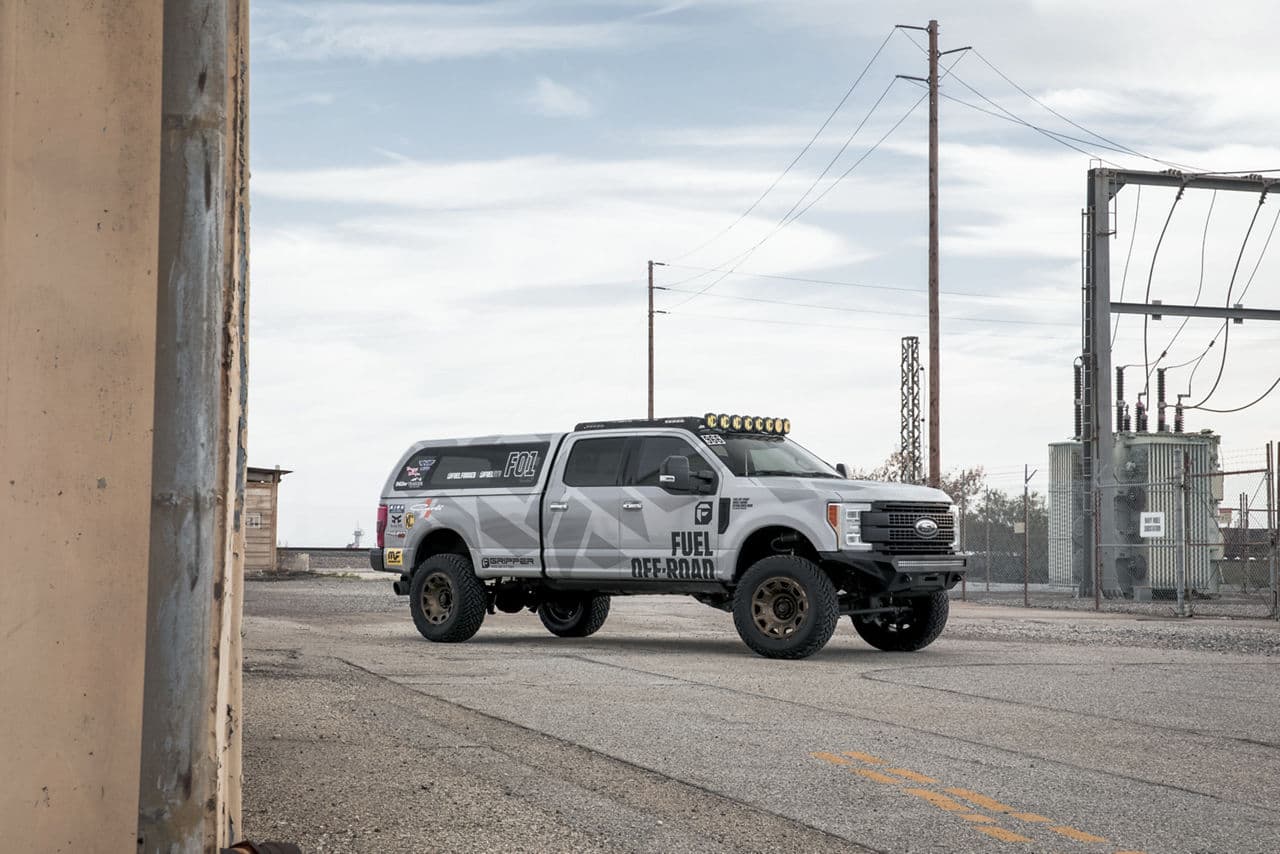 Side profile of 2017 Ford F250 with vehicle wraps