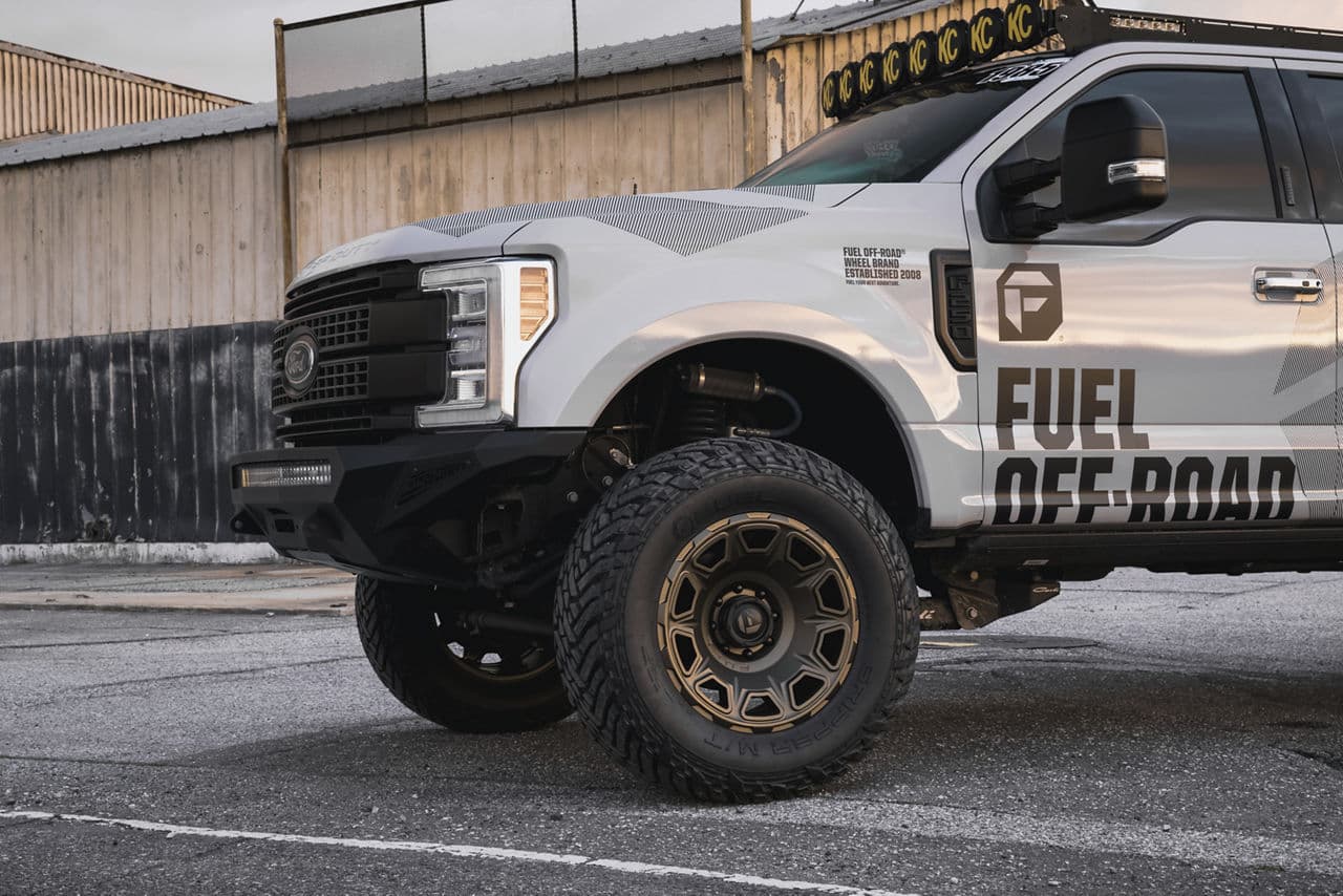 Detail view of 2017 Ford F250 with vehicle wraps