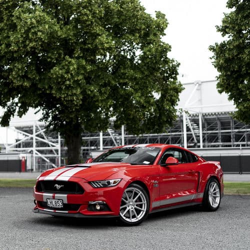 Detail view of 2017 Ford Mustang with wheels