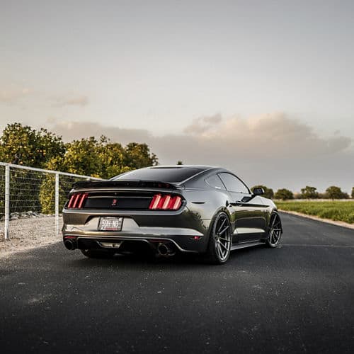 Detail view of 2017 Ford Mustang with wheels