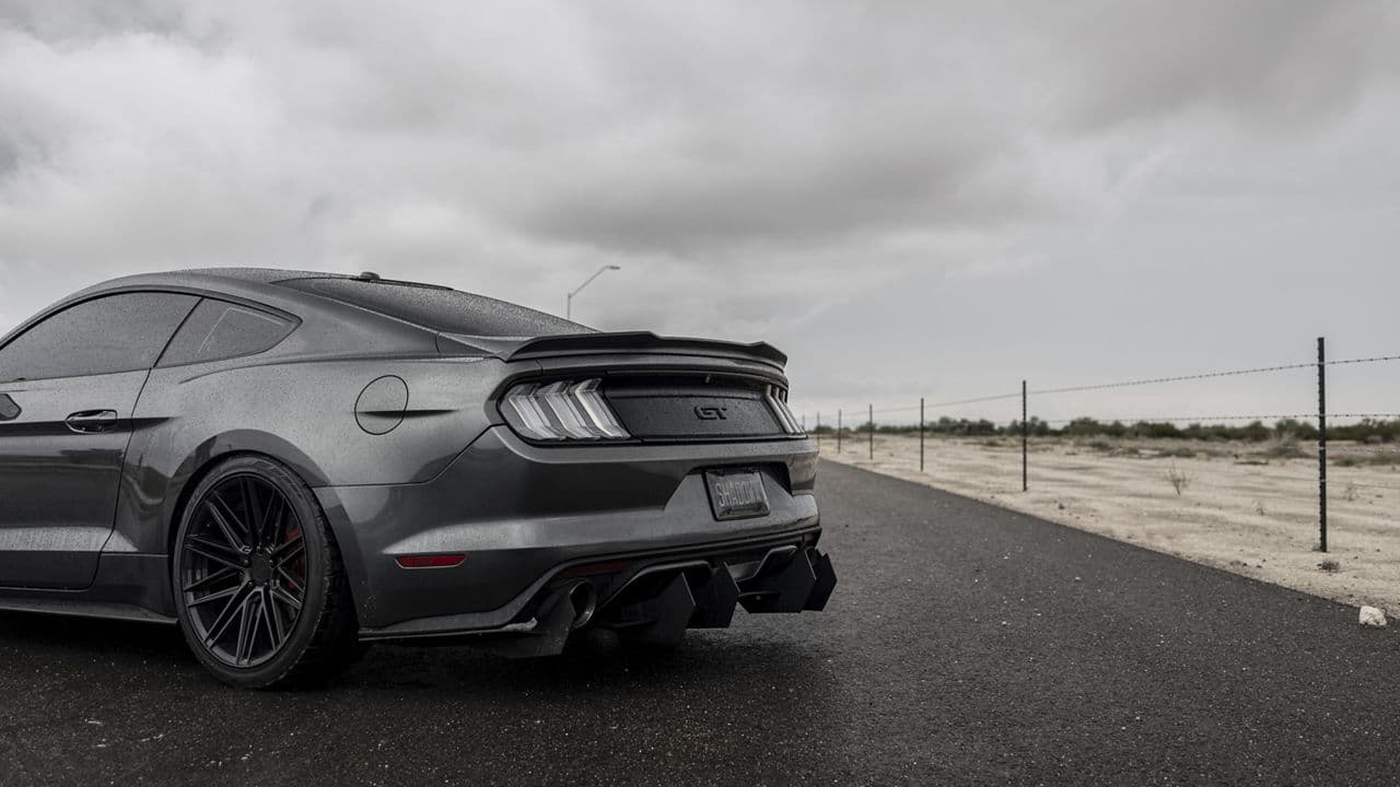 Detail view of 2017 Ford Mustang with wheels
