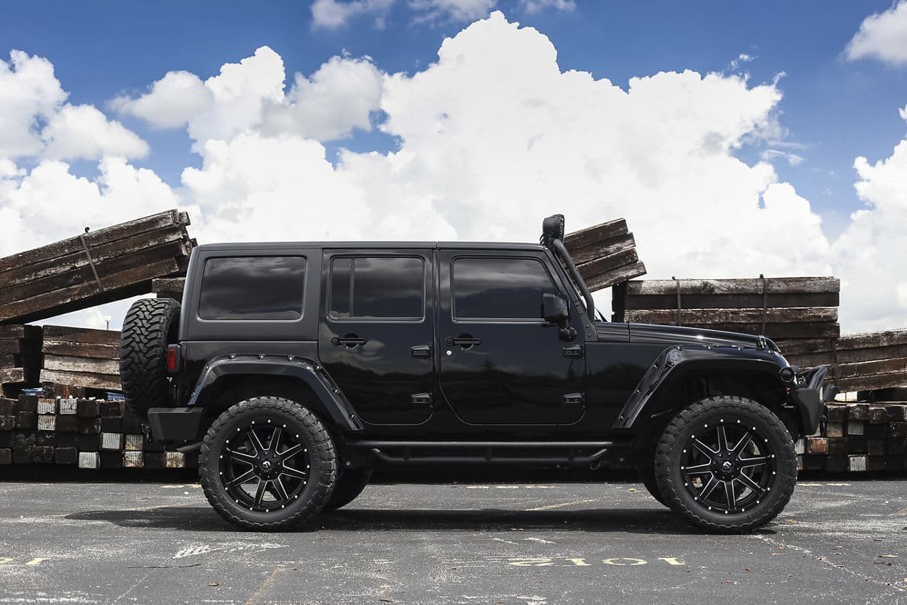 Rear view of 2017 Jeep Wrangler with wheels