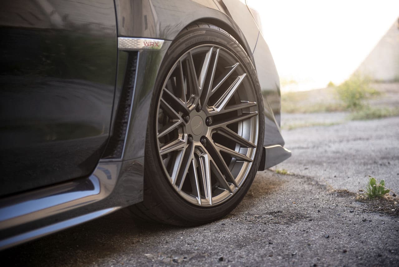 Side profile of 2017 Subaru WRX with wheels