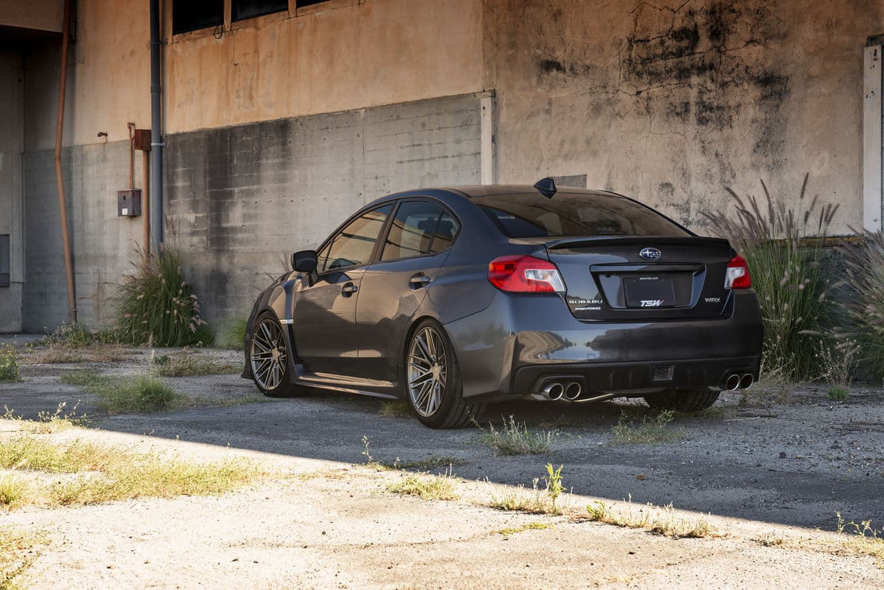 Rear view of 2017 Subaru WRX with wheels