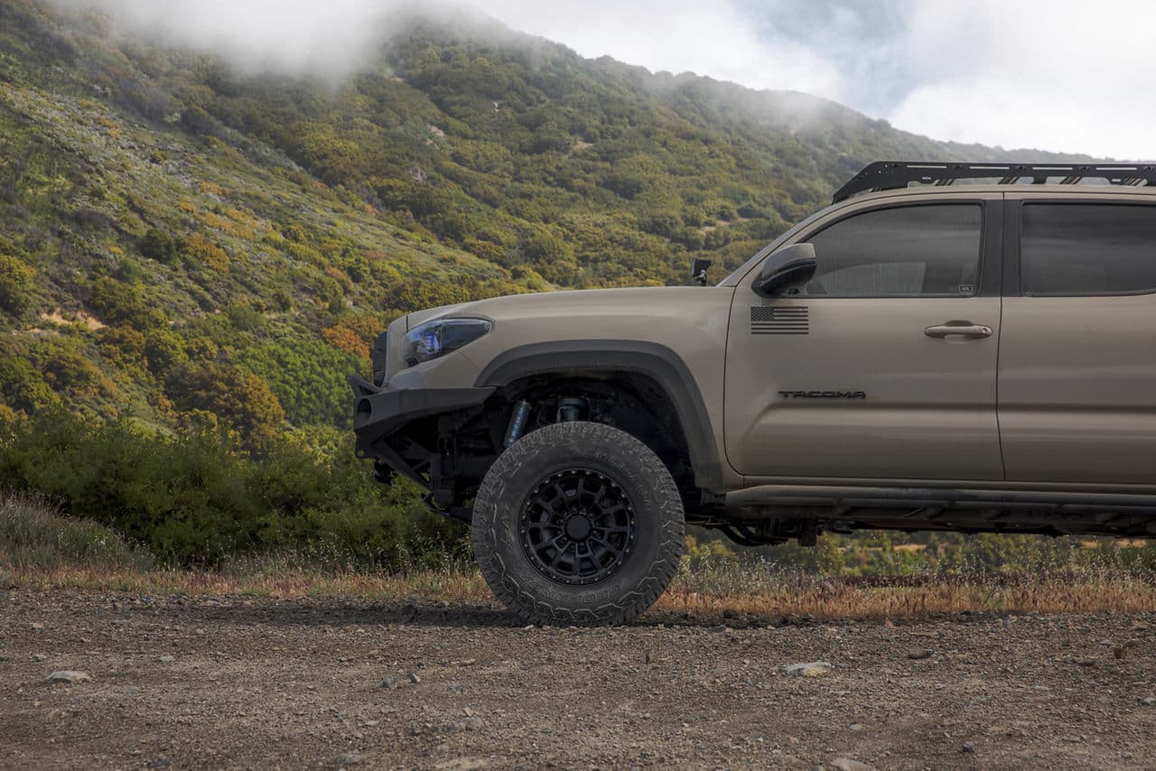 Side profile of 2017 Toyota Tacoma with wheels