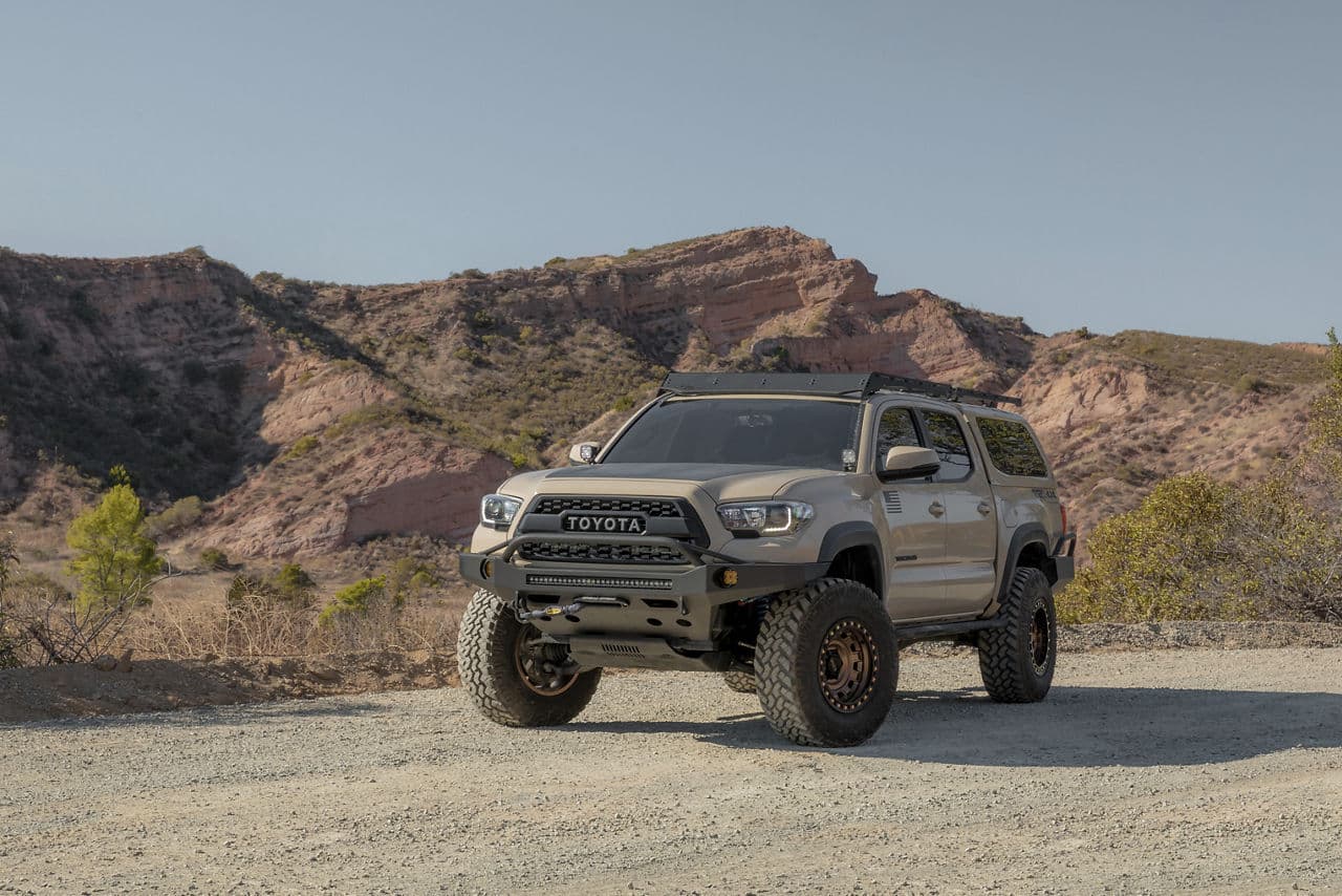 Side profile of 2017 Toyota Tacoma with wheels