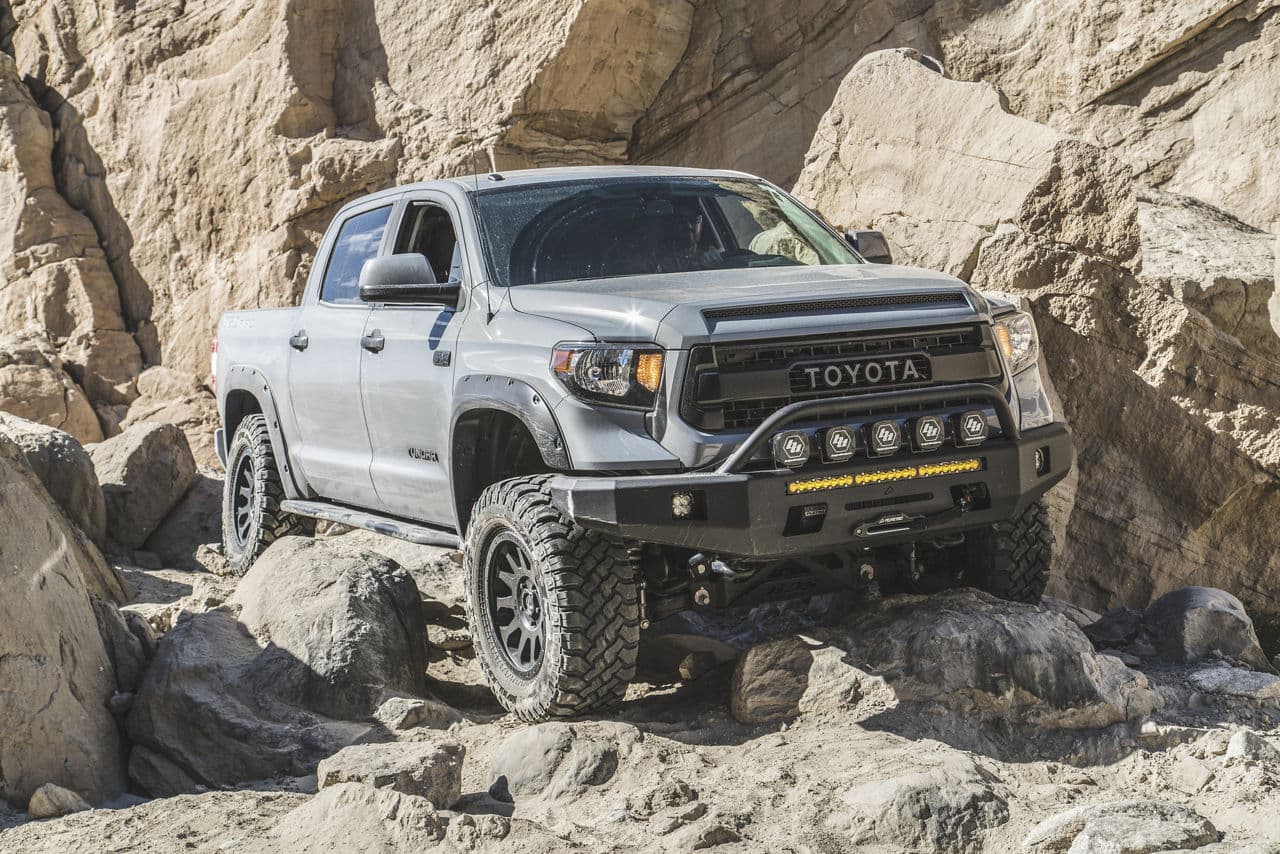 Front view of 2017 Toyota Tundra with truck suv wheels