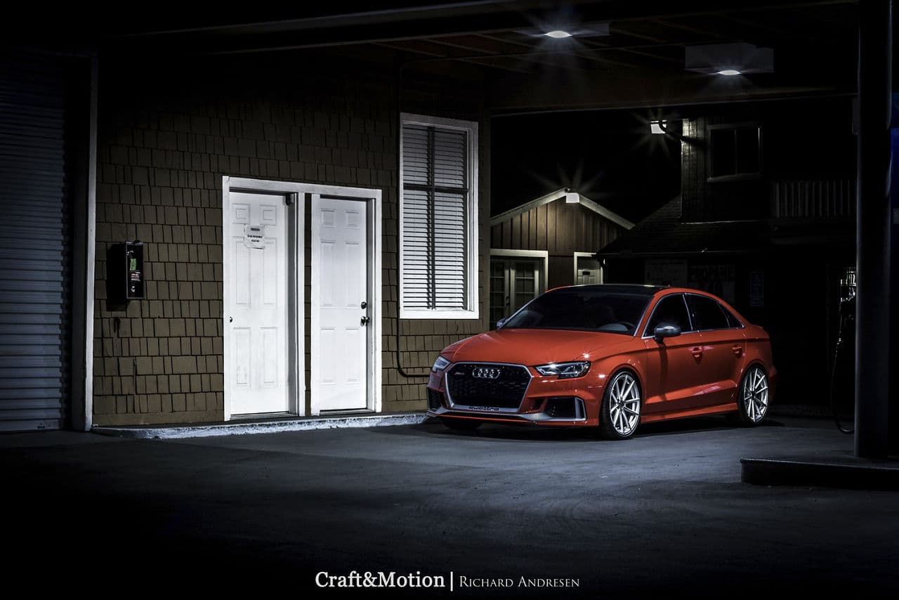 Interior of 2018 Audi RS3 with wheels