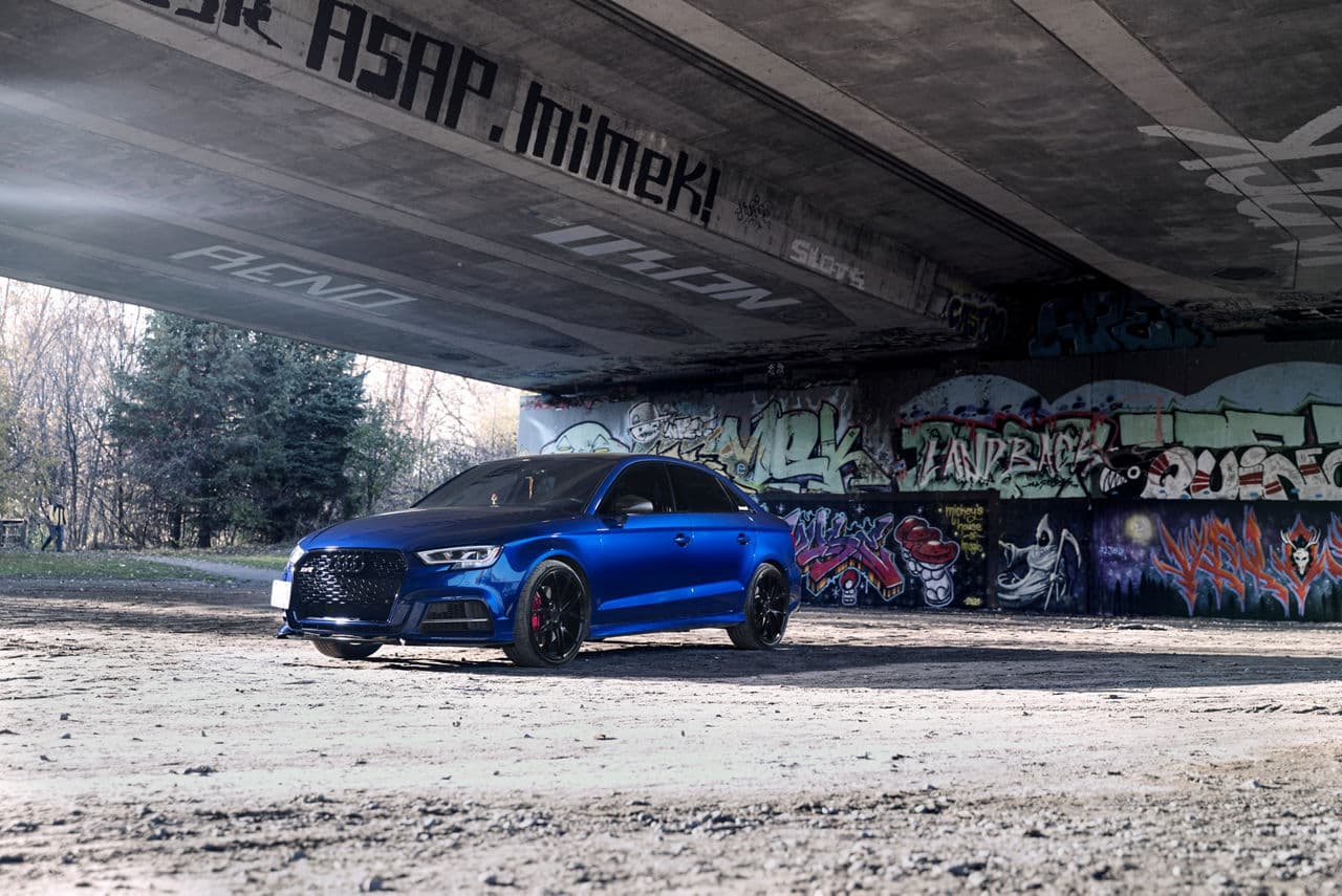 Rear view of 2018 Audi S3 with wheels
