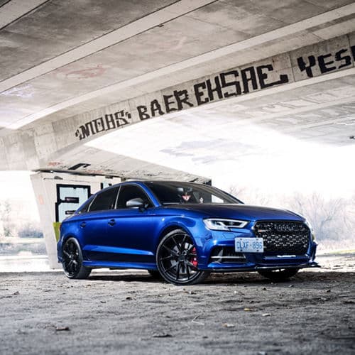 Side profile of 2018 Audi S3 with wheels