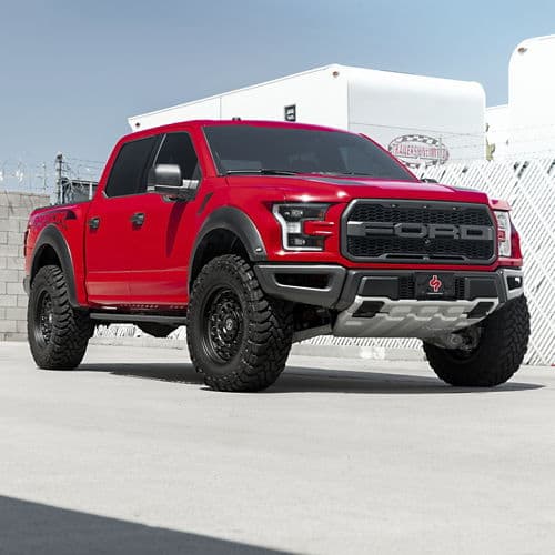 Rear view of 2018 Ford F150 Raptor with wheels