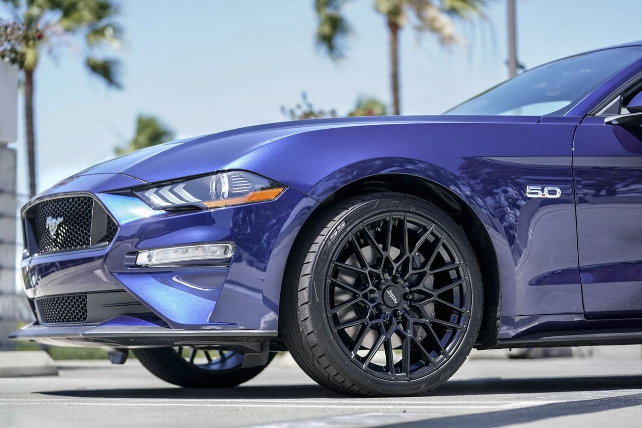 Side profile of 2018 Ford Mustang GT with wheels