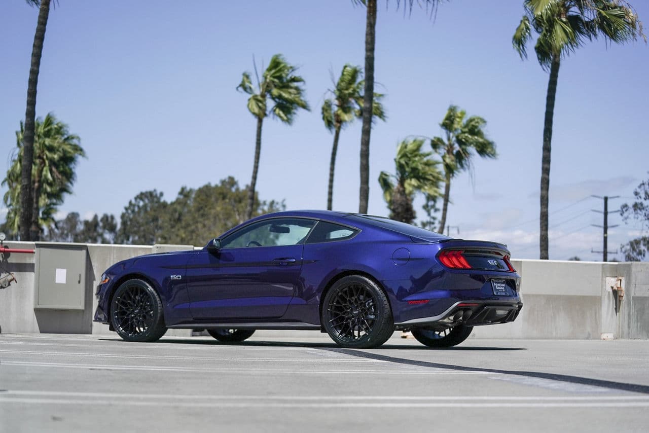 Rear view of 2018 Ford Mustang GT with wheels