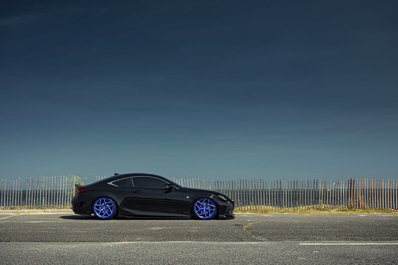 Rear view of 2018 Lexus RC350 with vehicle wraps