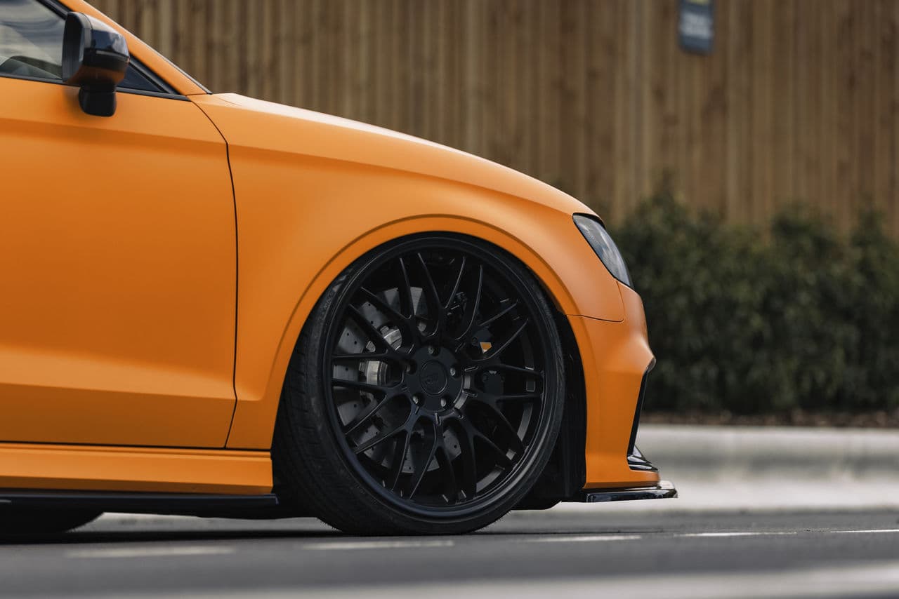 Rear view of 2019 Audi RS3 with wheels