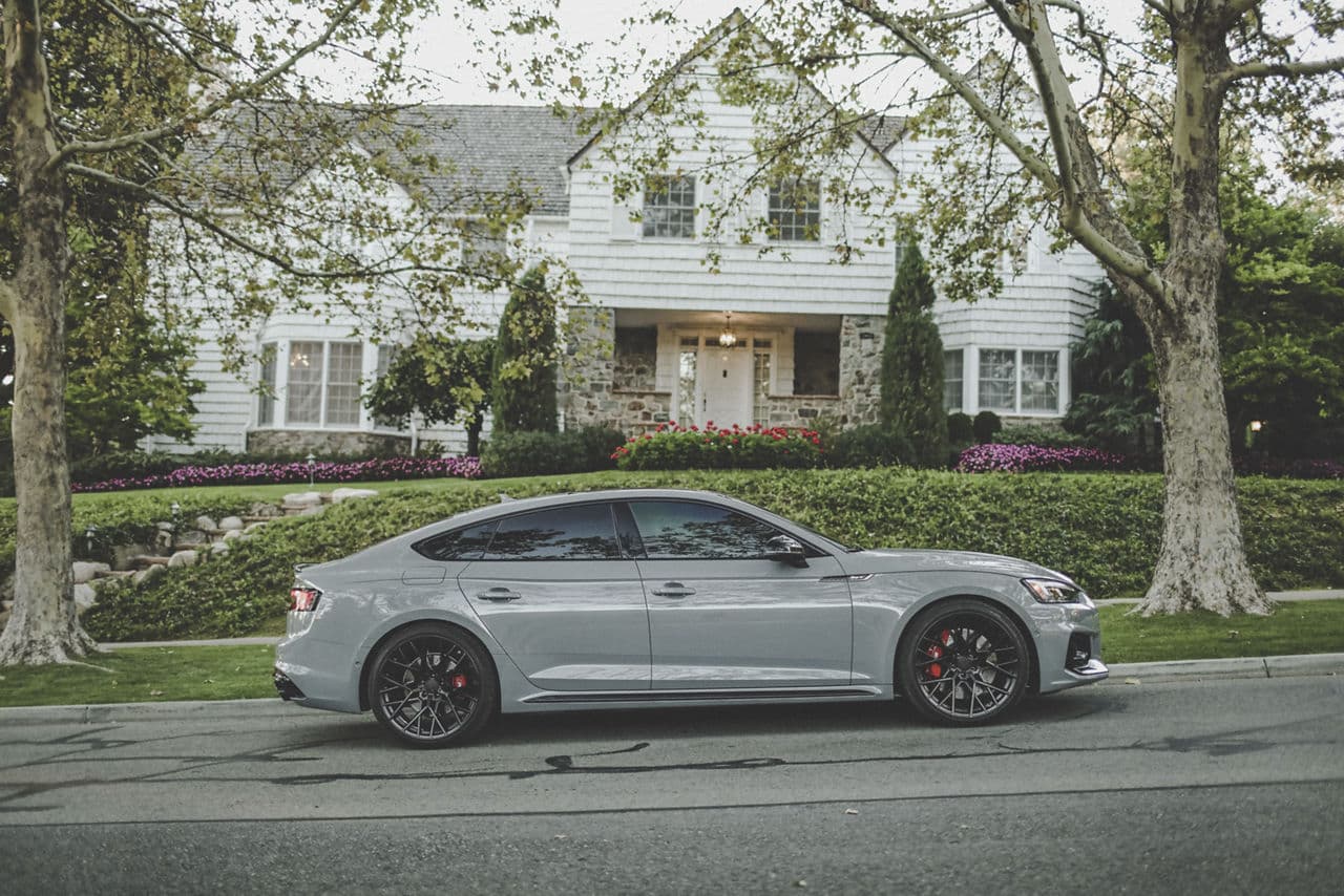 Side profile of 2019 Audi RS5 with wheels