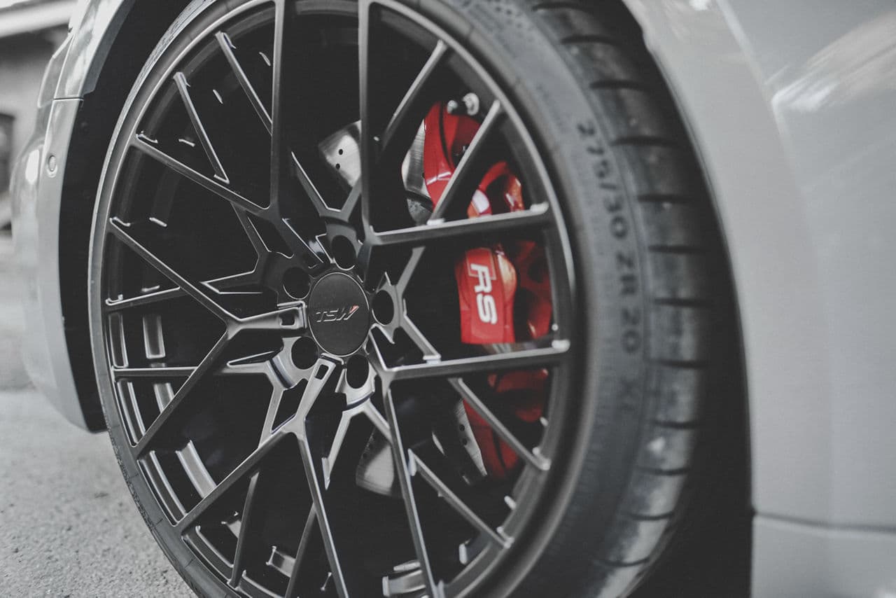 Rear view of 2019 Audi RS5 with wheels