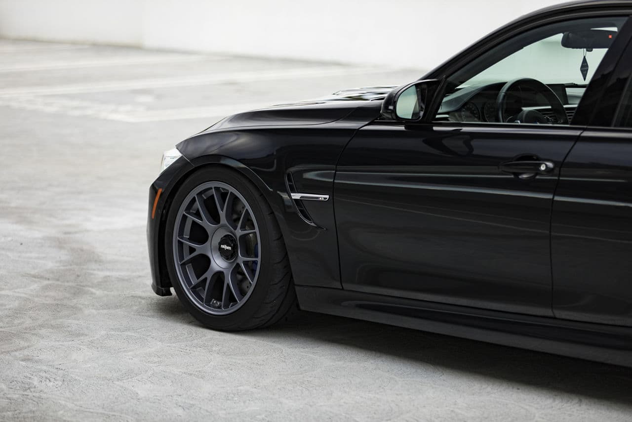 Interior of 2019 BMW M3 with wheels