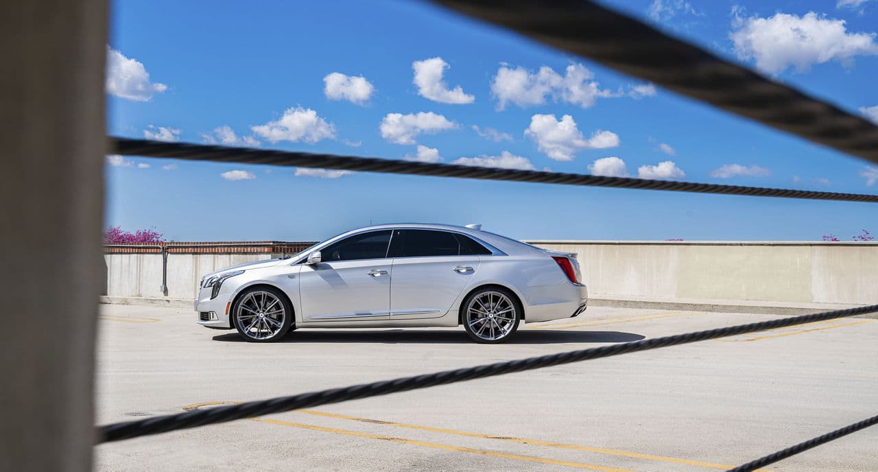 Side profile of 2019 Cadillac XTS with wheels