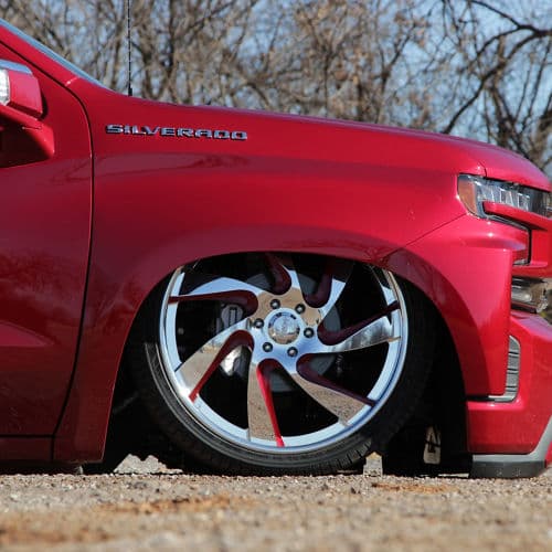 Detail view of 2019 Chevrolet Silverado with wheels