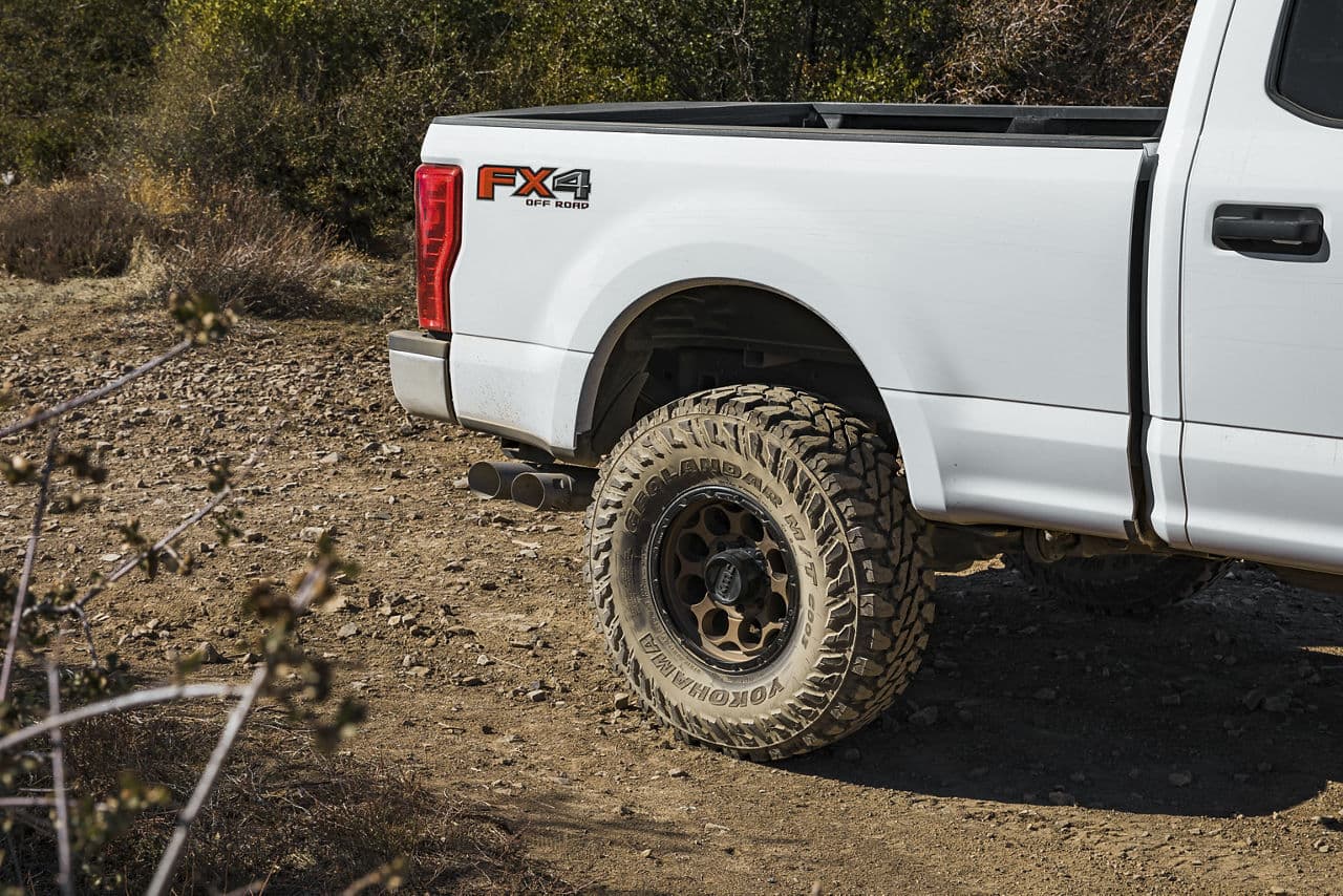 Side profile of 2019 Ford F250 with truck suv wheels