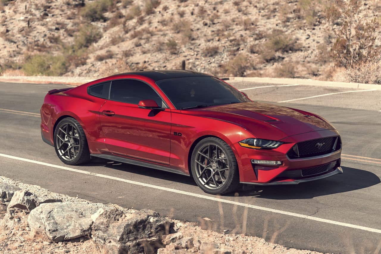 Detail view of 2019 Ford Mustang GT with wheels